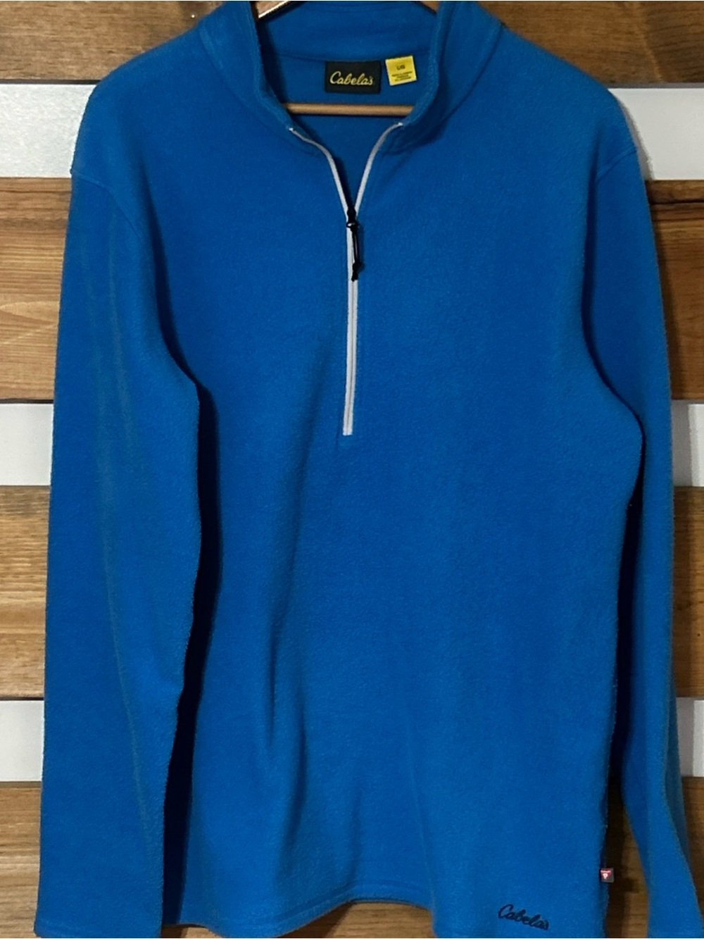 Cabela's Men's Fleece Long Sleeve Bright Blue 1/4 Zip Stretch Collar Top Size L